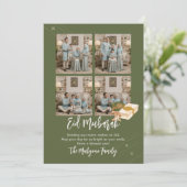 Carte Eid Mubarak Collage Photo 4 en Vert Olive (Debout devant)