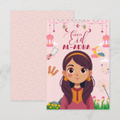 Carte Eid Mubarak pour fille (Devant / Derrière)