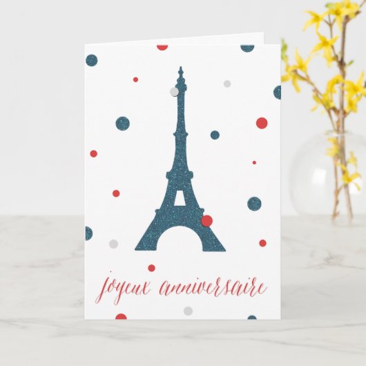 Carte Eiffel Tower French Birthday (Fleur jaune)