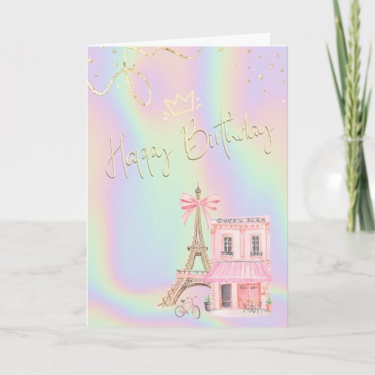Carte Eiffel Tower Parisian Holographic Birthday (Devant)