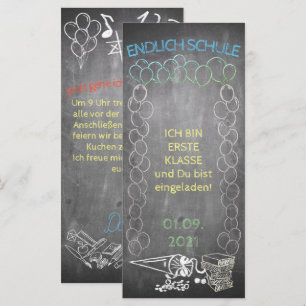 Carte Einladungskarte zur Einschulung im Tafelstil