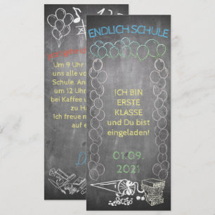 Carte Einladungskarte zur Einschulung im Tafelstil
