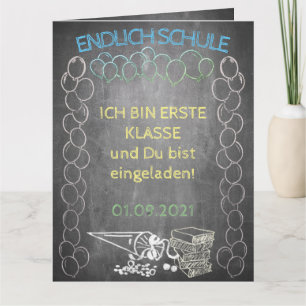 Carte Einladungskarte zur Einschulung im Tafelstil