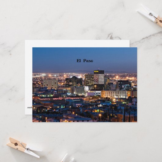 Carte El Paso, Texas à la nuit (Devant/Arrière en situation)