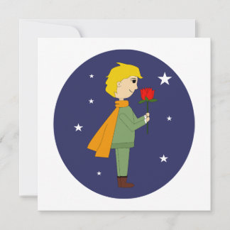 Carte El principito admirando su rosa