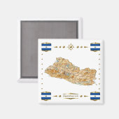 Carte El Salvador + Magnet des drapeaux (Recto/Verso)