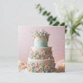 CARTE ELABORER PASTEL FLORAL CAKE ANNIVERSAIRE (Debout devant)