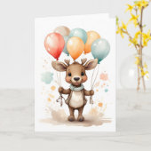 Carte Élan aquarelle mignon Ballons jaunes et verts vier (Fleur jaune)