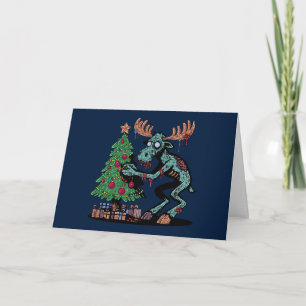 Carte Élan de Noël Zombie