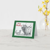 Carte Élan et renard de Noël (Fleur jaune)