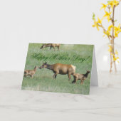Carte Élan femelle et ses petits (Fleur jaune)