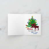 Carte Élan rustique, arbre de Noël, nom de famille, carr (Intérieur)