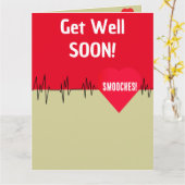 Carte Électrocardiogramme Coeur Rouge S'En Sortir Bientô (Fleur jaune)