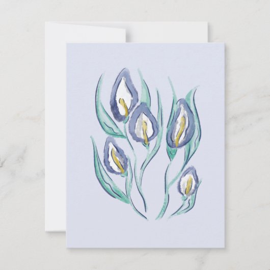 Carte Élégance Abstraite : Lys calla violets à l'aquarel (Devant)