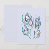 Carte Élégance Abstraite : Lys calla violets à l'aquarel (Devant / Derrière)