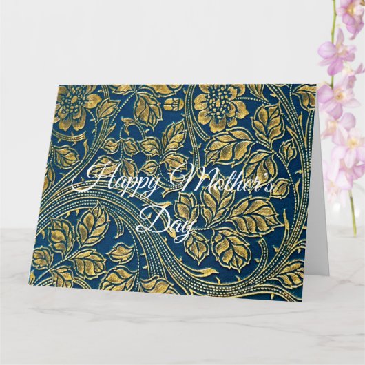 Carte Élégance Bleu Doré (Orchidée)