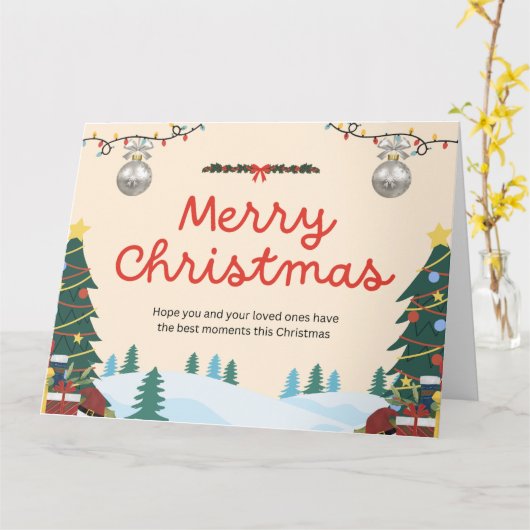 Carte Elégance crémeuse Illustration Joyeux Noël Gree (Fleur jaune)