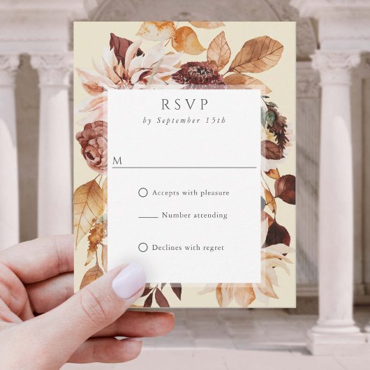 Carte Elégance d'automne, code QR Mariage de automne RSV