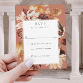 Carte Élégance d'automne en terre cuite, code QR Mariage