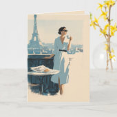 Carte Élégance du café du matin à Paris (Fleur jaune)