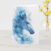 Carte Élégance étoilée d'un cheval blanc (Fleur jaune)