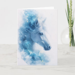 Carte Élégance étoilée d'un cheval blanc