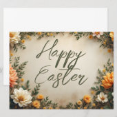 Carte Élégance florale - Salutations de Pâques au printe (Devant / Derrière)