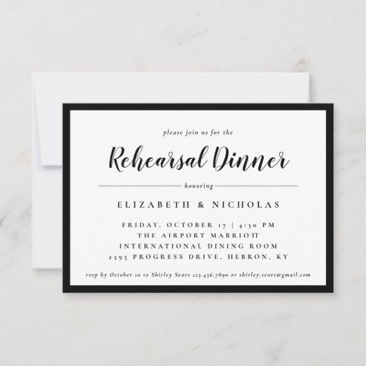 Carte Élégance moderne Répétition noir et blanc Inivite (Devant)