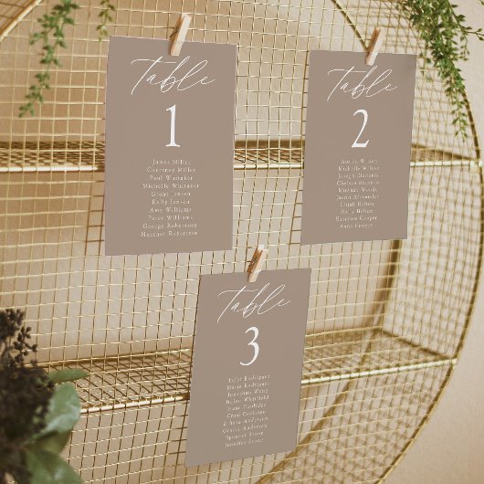 Carte Élégance moderne Taupe Tableau Numéro de siège Tab