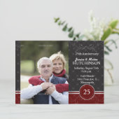 Carte Élégance noire et argent - 25 ans de mariage (Debout devant)