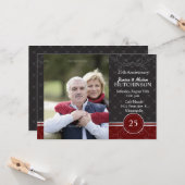 Carte Élégance noire et argent - 25 ans de mariage (Devant/Arrière en situation)