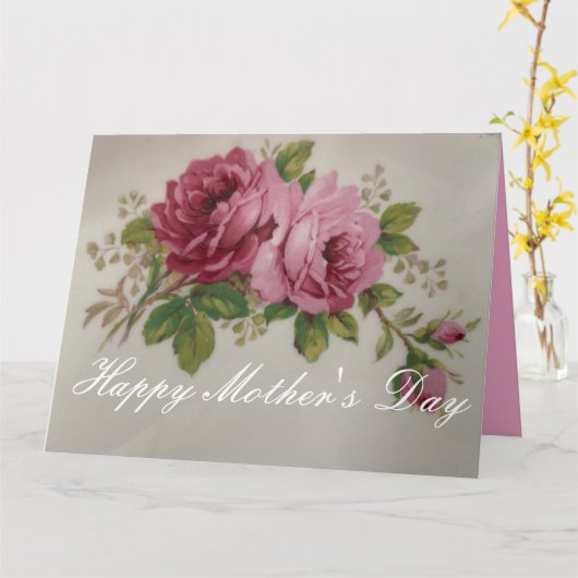 Carte Élégance rose (Fleur jaune)