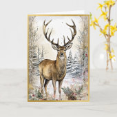 Carte Élégance Serene Woodland Elk (Fleur jaune)