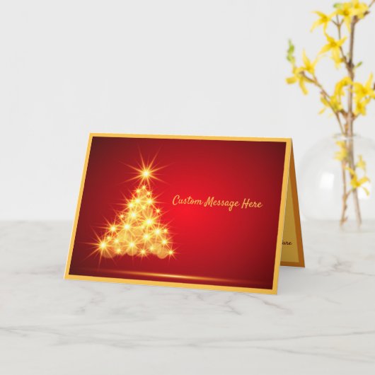 Carte Élégance simple Lumières d'arbre de Noël doré (Fleur jaune)