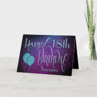 Elégant 18ème Nom Purple Turquoise Joyeux Annivers