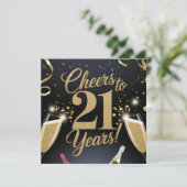 Carte "Elégant 21e anniversaire design - Parties scintil (Debout devant)