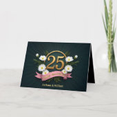 Carte Élégant 25e anniversaire Mariage de la florale d'o (Devant)