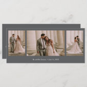 Carte Elégant 3 photo gris Mariage Merci (Devant / Derrière)