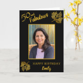 Carte Elégant 50 et Fabulous Gold Foliage 50e anniversai (Fleur jaune)