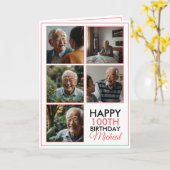 Carte Elégant 5 photo Collage 100e anniversaire (Fleur jaune)