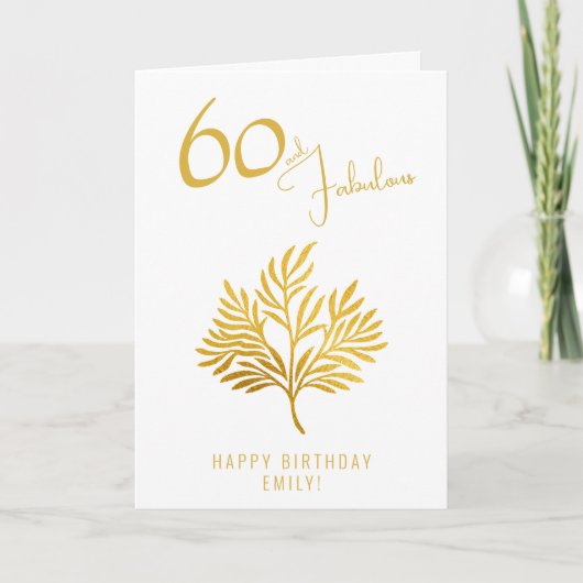 Carte Elégant 60 et Fabuleux Branches Dorées 60e Anniver (Devant)