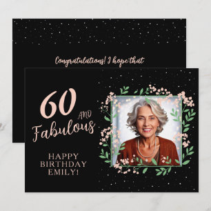 Carte Elégant 60 et Fabulous Flower 60th Birthday Photo