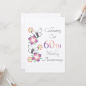 Carte Élégant 60e anniversaire de mariage (Devant/Arrière en situation)