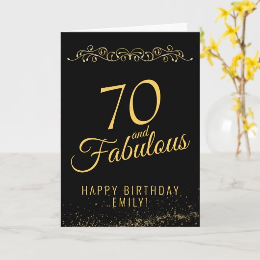 Carte Elegant 70 and Fabulous Ornament 70th Birthday (Fleur jaune)
