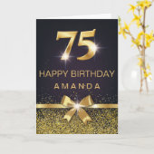 Carte Elégant 75e Parties scintillant d'or d'anniversair (Fleur jaune)