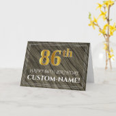 Carte Elégant 86ème anniversaire : Faux Wood, Faux Gold  (Fleur jaune)