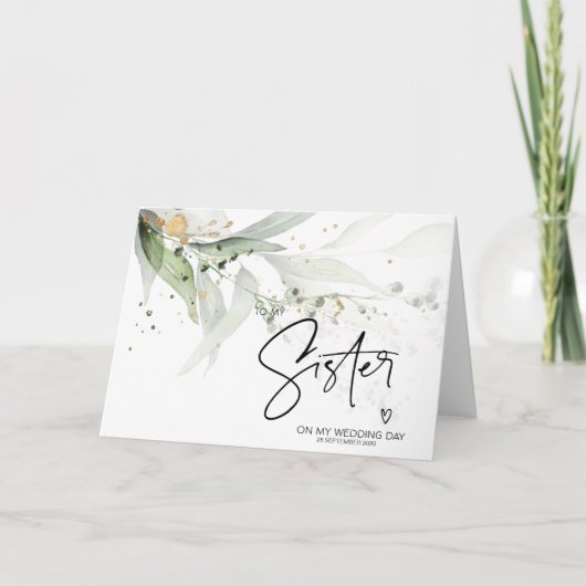 Carte Élégant à ma soeur le jour de mon mariage (Devant)