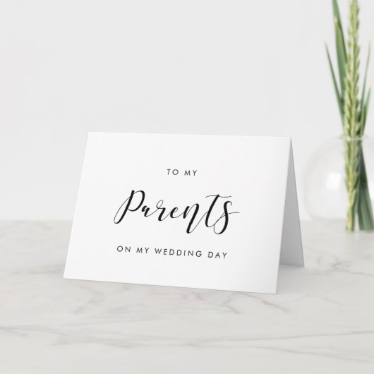 Carte Élégant à mes parents le jour de mon mariage plié (Devant)