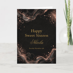 Carte Élégant alcool noir et or rose pour un Sweet Sixte