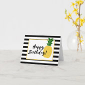 Carte Elégant ananas Jaune Joyeux anniversaire (Fleur jaune)